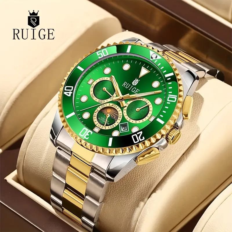 Dianpai Men's Luxury Automatic Mechanical Watch - Luminous Blue Dial, Roman Numerals, Date Display, Stainless Steel Band