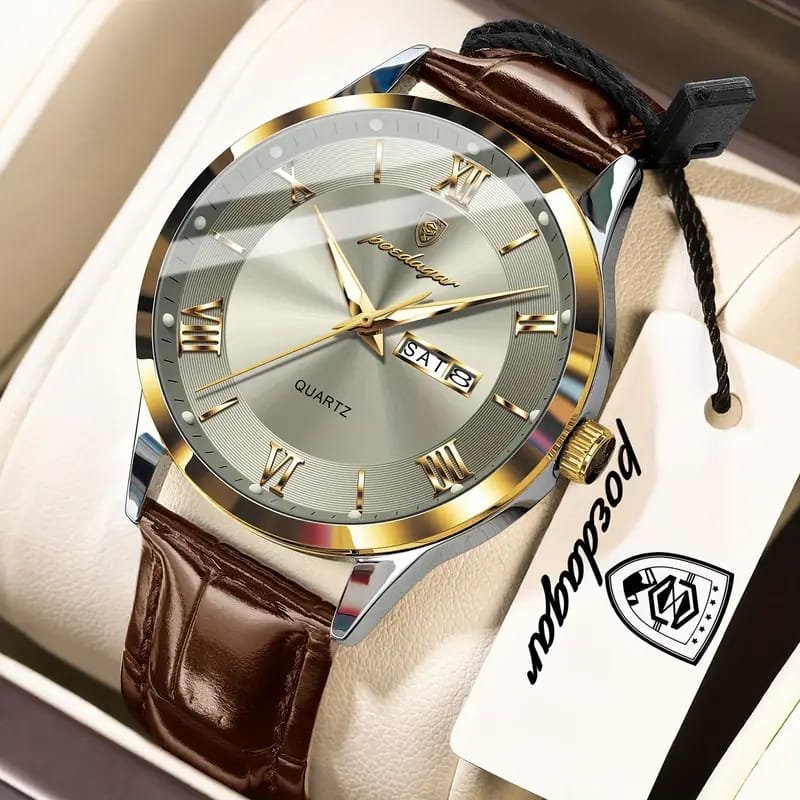 Dianpai Men's Luxury Automatic Mechanical Watch - Luminous Blue Dial, Roman Numerals, Date Display, Stainless Steel Band