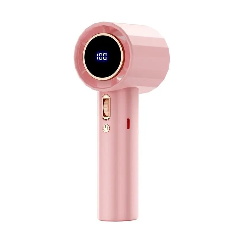 USB Rechargeable Mini Fan with LED Display & Flashlight, 3-Speed Adjustable