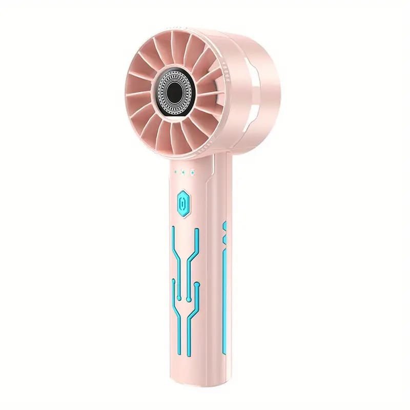 USB Rechargeable Mini Fan with LED Display & Flashlight, 3-Speed Adjustable