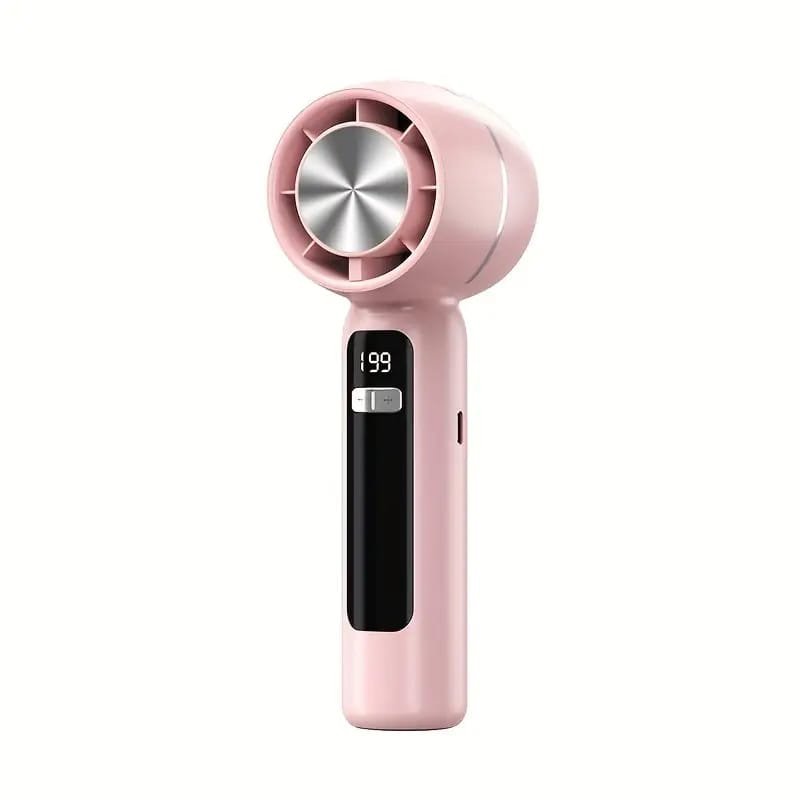 USB Rechargeable Mini Fan with LED Display & Flashlight, 3-Speed Adjustable