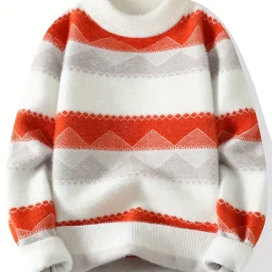 Men's Color-Block Knit Sweater - Soft and Warm for Autumn/Winter