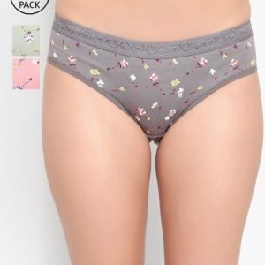 Bruchi CLUB Women Pack of 3 Floral Printed Pure Cotton Anti-Bacterial Bikini Briefs