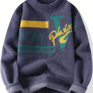 Men's Color-Block Knit Sweater - Soft and Warm for Autumn/Winter