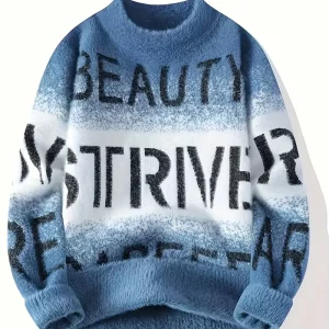 Men's Color-Block Knit Sweater - Soft and Warm for Autumn/Winter