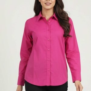 Elegant Pink Solid Cotton Blend Casual Shirt With Classic Spread Collar Finish