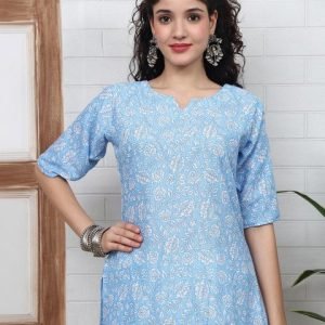 Mira Rustic Floral Printed V-Neck Kurti