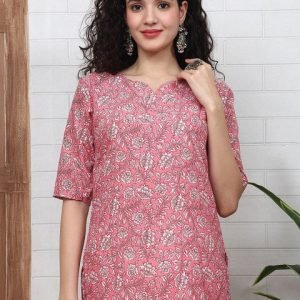 Mira Rustic Floral Printed V-Neck Kurti