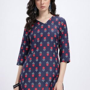Mira Rustic Floral Printed V-Neck Kurti