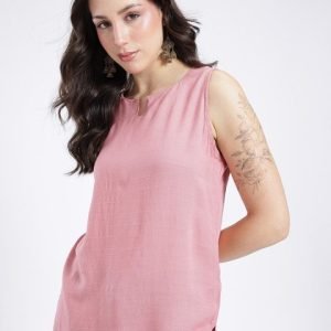 Mira Rustic Horizontal Striped Straight Sleeveless Kurti
