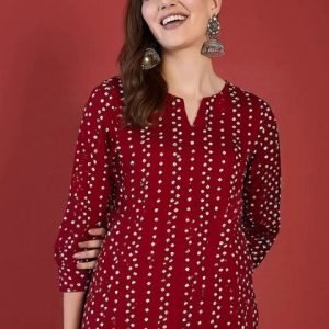 Mira Rustic Notch Neck Polka Dots Printed Kurti