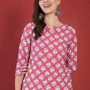 Mira Rustic Women Ethnic Motifs Printed Notch-Neck Short Kurti