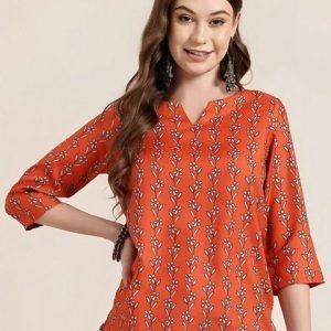 Mira Rustic Women Floral Printed Round Neck Tunic