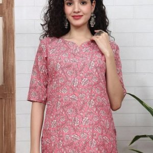 Mira Rustic Women Floral Printed V-Neck Kurti
