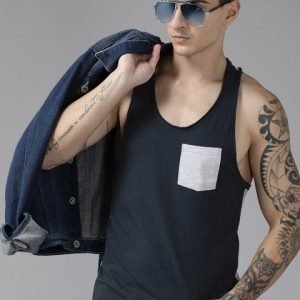 Hipster Lifestyle Co. Pure Cotton Pocket Detail Sleeveless T-shirt